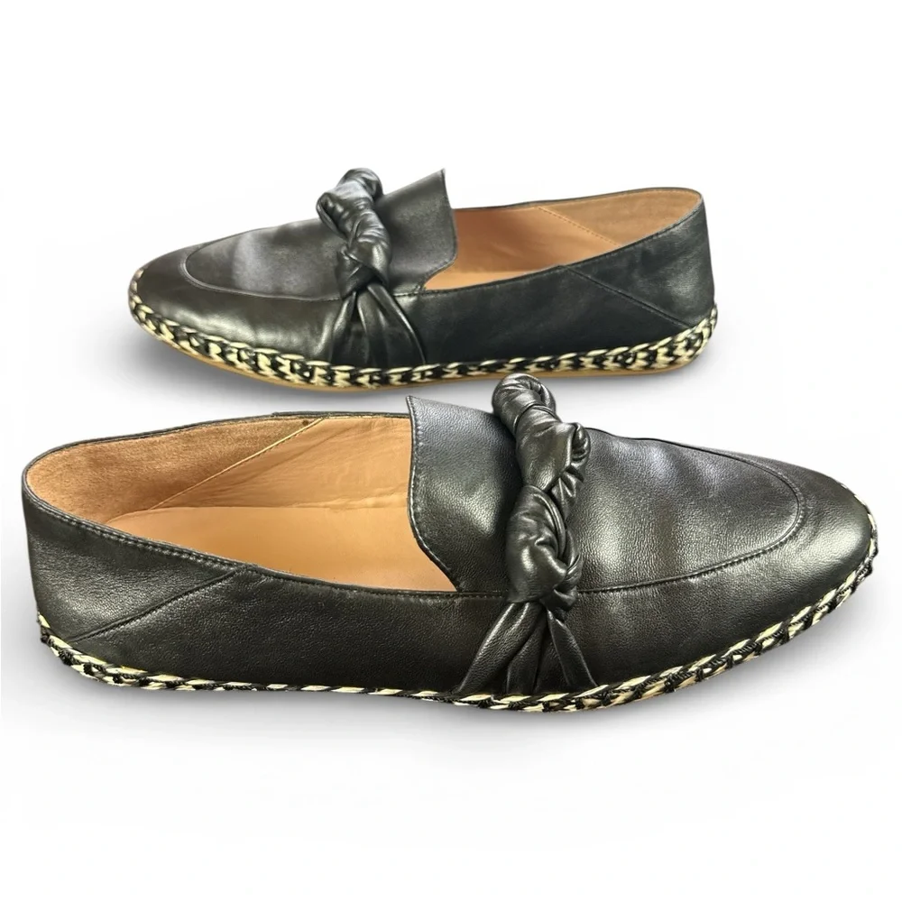 Cole Haan Womens Cloudfeel Knotted Espadrille Black Leather Size 8.5 B Like New!